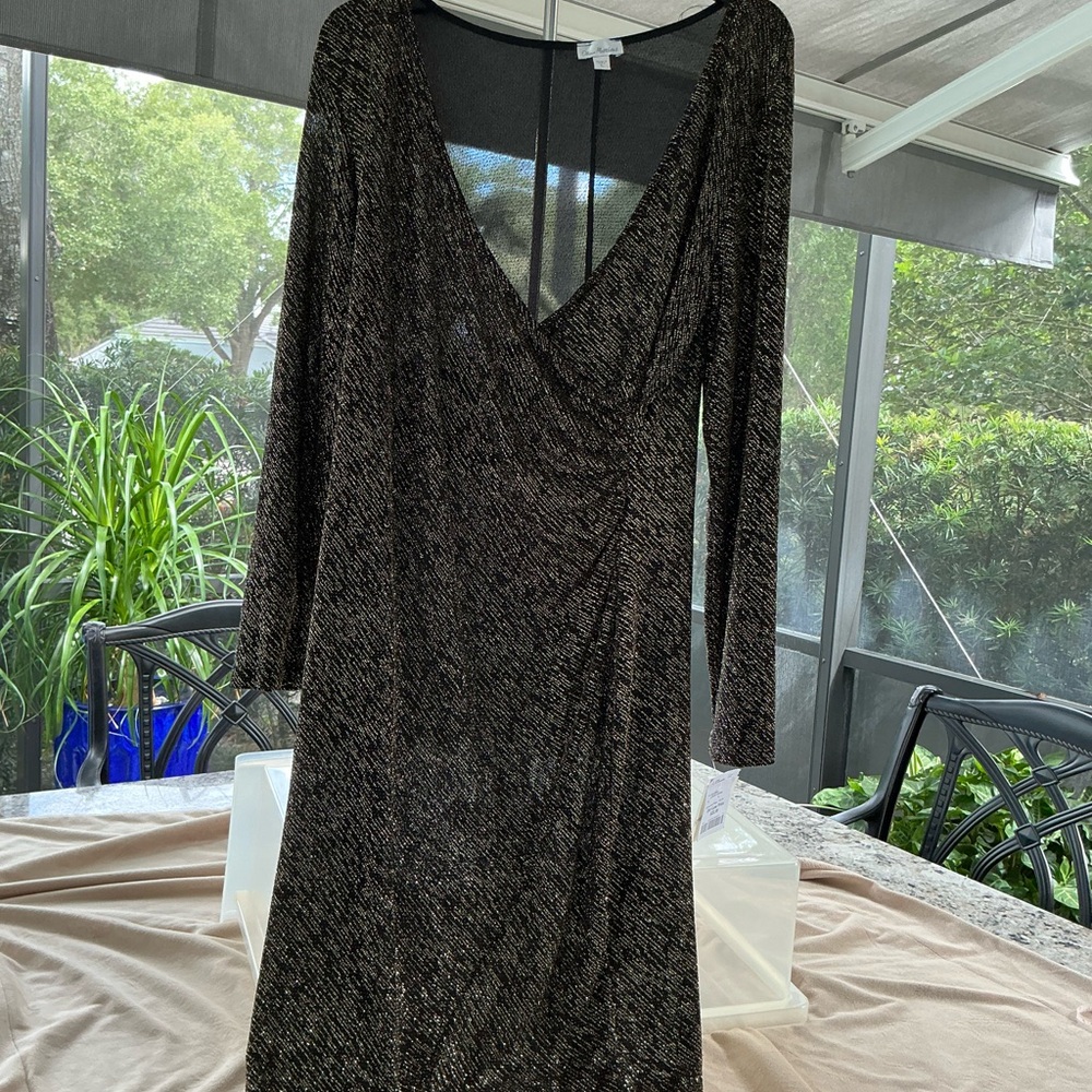 Olivia Matthews Shimmering gold shimmer long Sleeve Dress